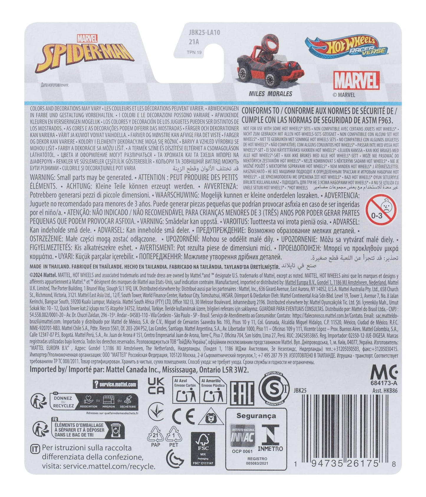 Hot Wheels RacerVerse Vehículo de Juguete Miles Morales