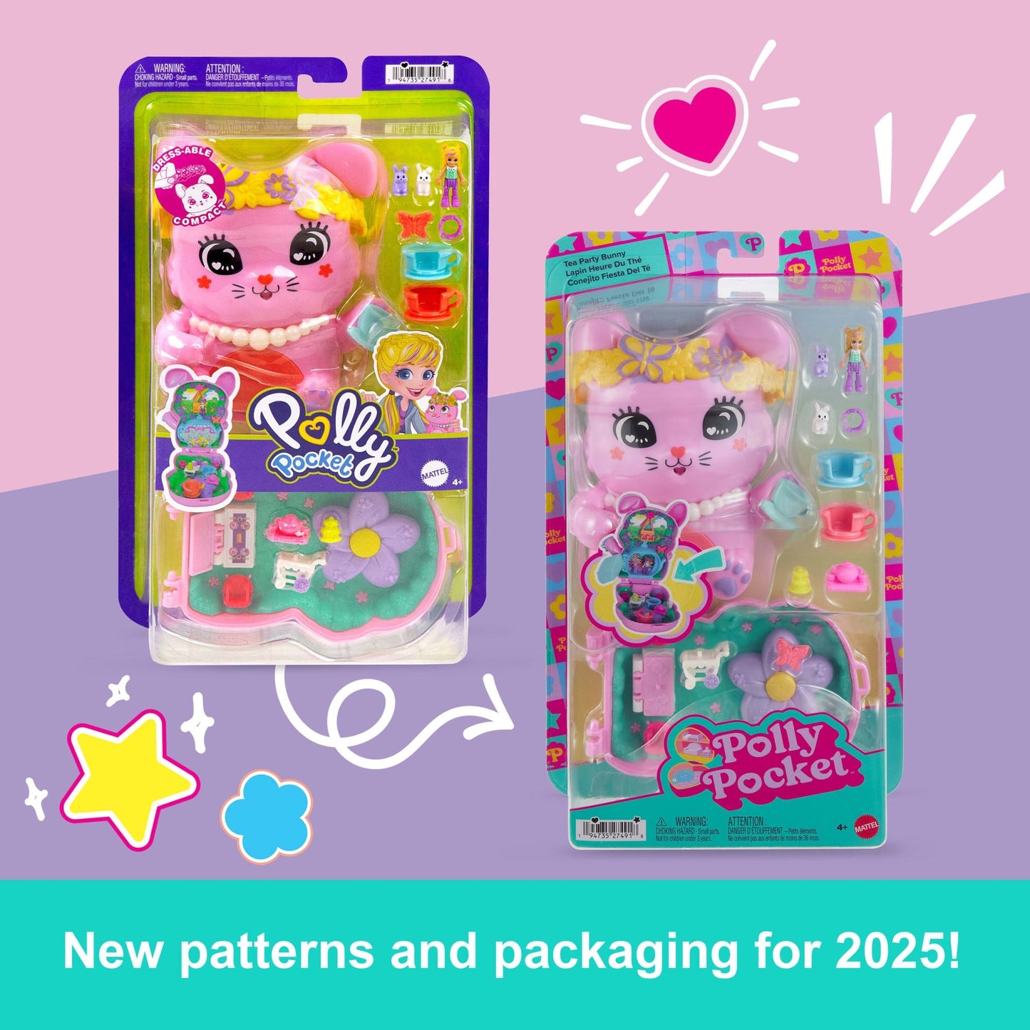 Polly Pocket Tea Party Bunny Compact Playset With 1 Micro Doll And Pet Bunnies, Travel Toy With Styling Accessories