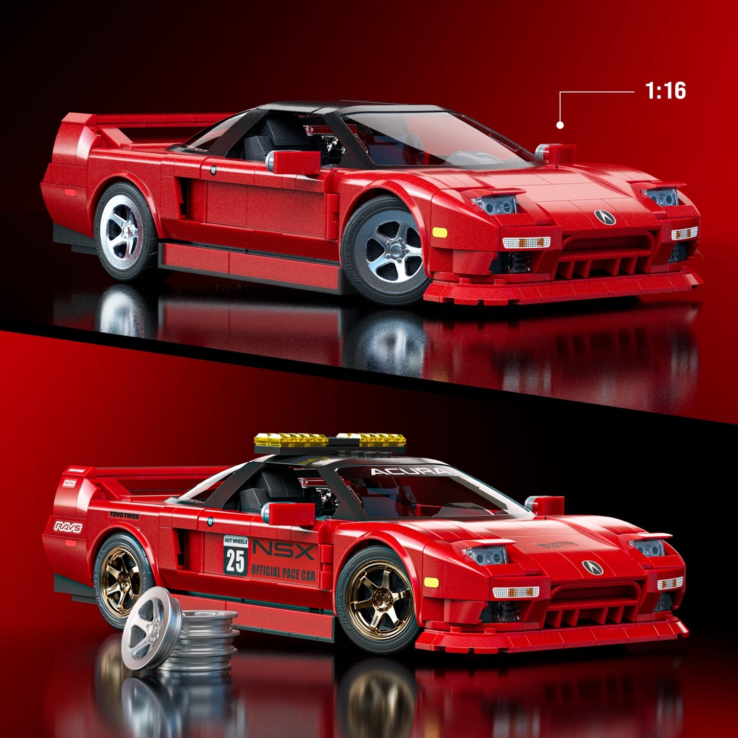 Mattel Brick Shop Hot Wheels Acura Nsx 1990, Kit de Construction de Jouets 876 Pièces, de Collection