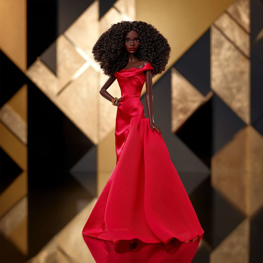 Barbie Signature Collectible Doll in Red Gown, 45th Anniversary Black Barbie By Kitty Black Perkins