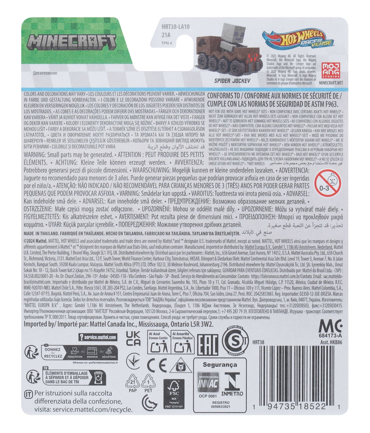Hot Wheels RacerVerse Vehículo de Juguete Jinete Arácnido
