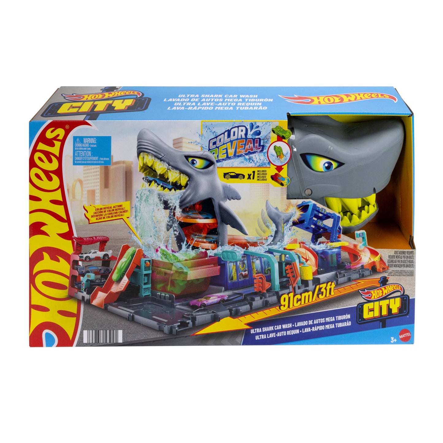 Hot Wheels City Pista de Brinquedo Lava-Rápido Mega Tubarão