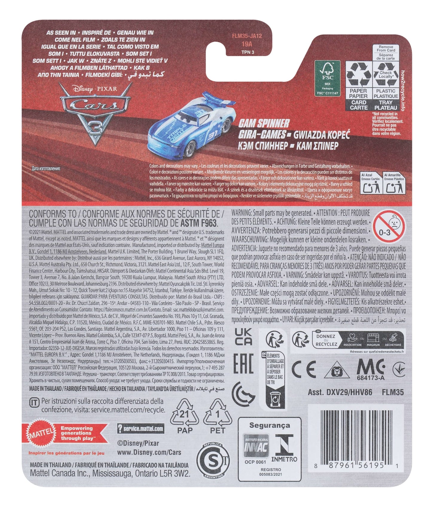 Carros da Disney e Pixar Diecast Veículo de Brinquedo Triple Dent Gen 3