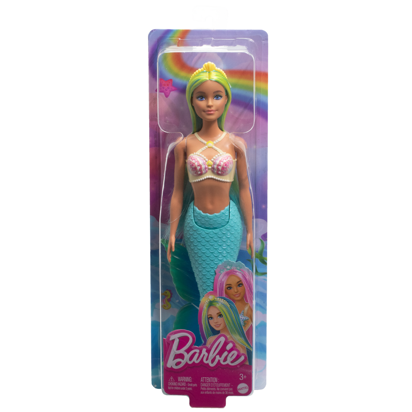 Barbie Fantasía Muñeca Sirena Cabello Verde y Azul