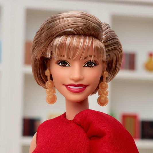 Barbie inspiring Women Collectible Doll, Isabel Allende in Red Dress & Book Accessory & Pet