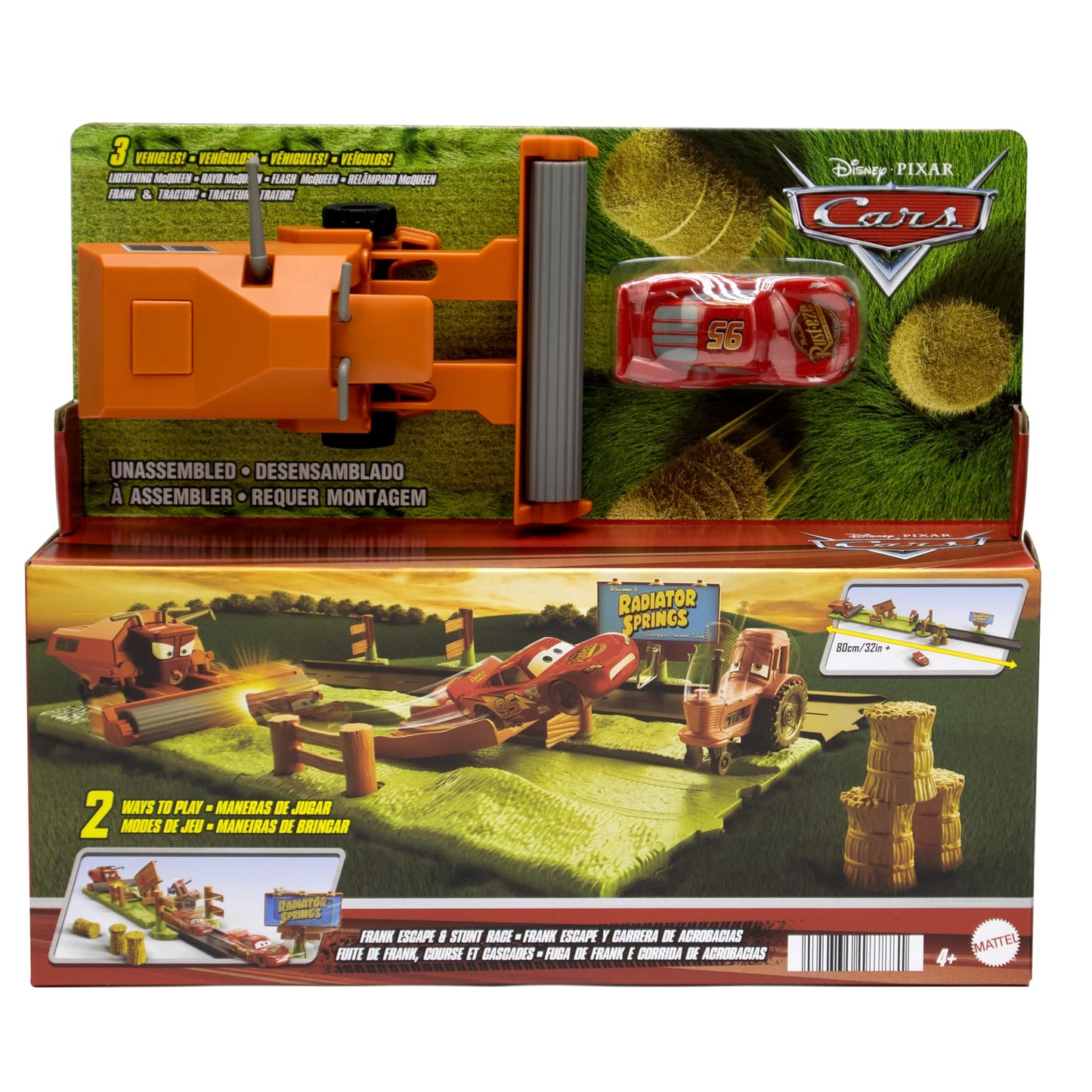 Disney And Pixar Cars Frank Escape & Stunt Race Playset With Lightning Mcqueen Toy Car