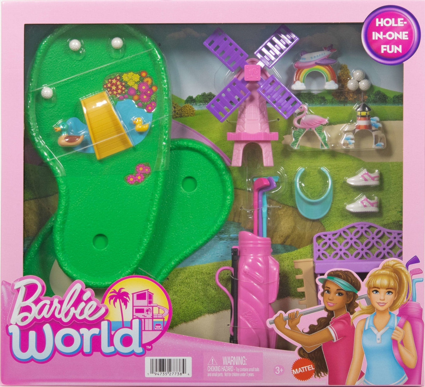 Barbie World Mini Golf Toy Playset With 22 Pieces Including Clubs, Balls, Visor, Shoes, & More