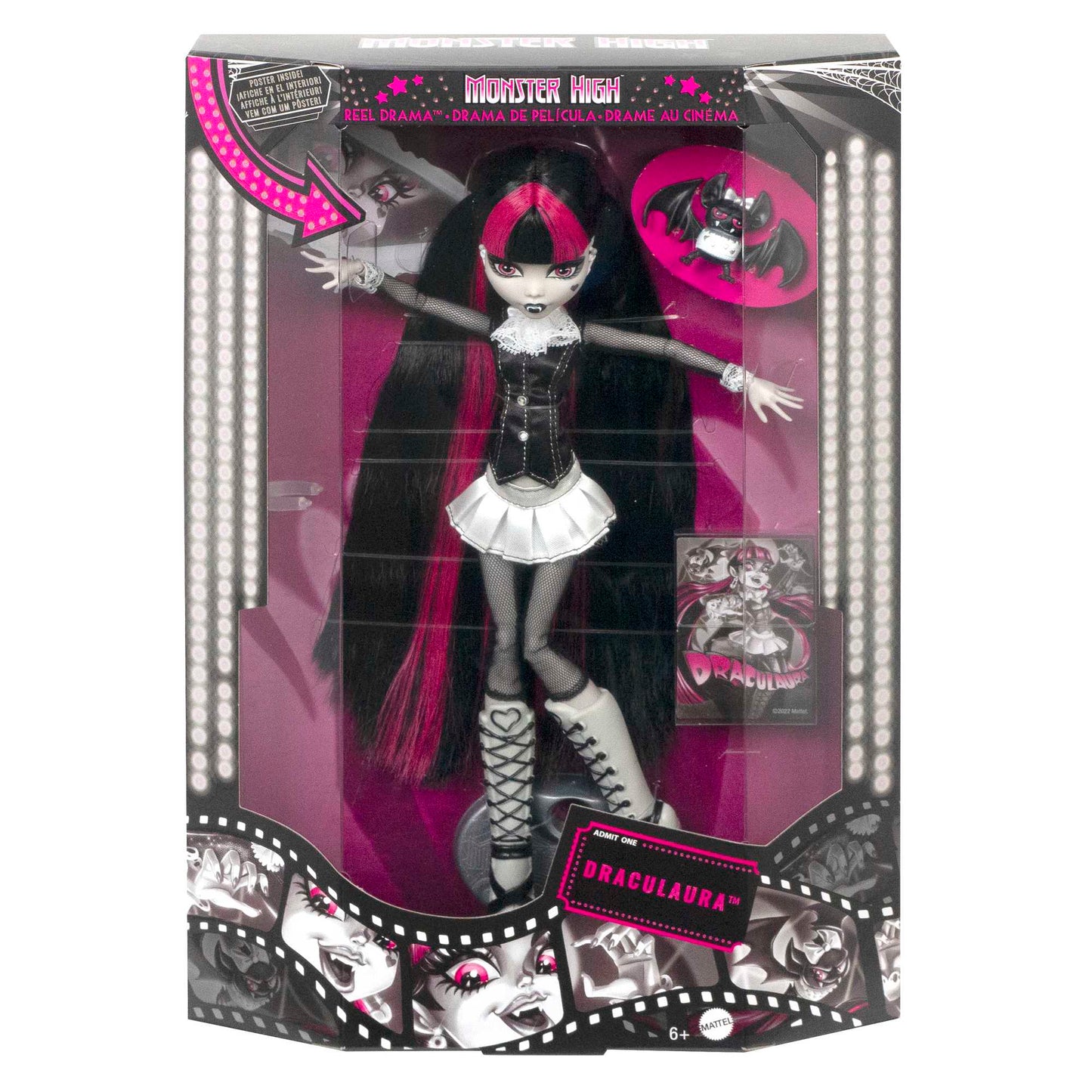 Monster High-Poupée Draculaura-Poupée en Noir et Blanc Avec Posters
