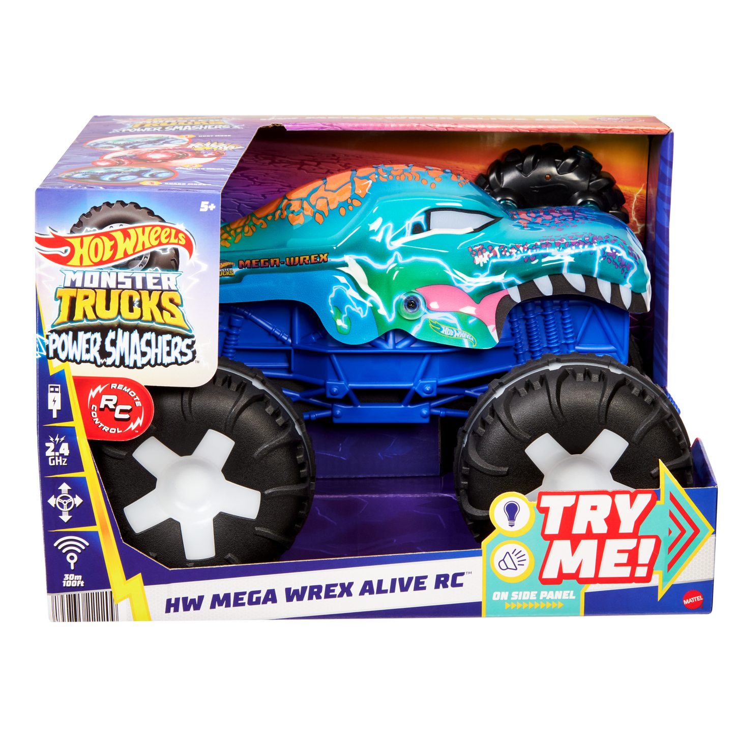 Hot Wheels Monster Trucks Vehículo a Control Remoto Mega Wrex Luces y Sonidos Escala 1:15
