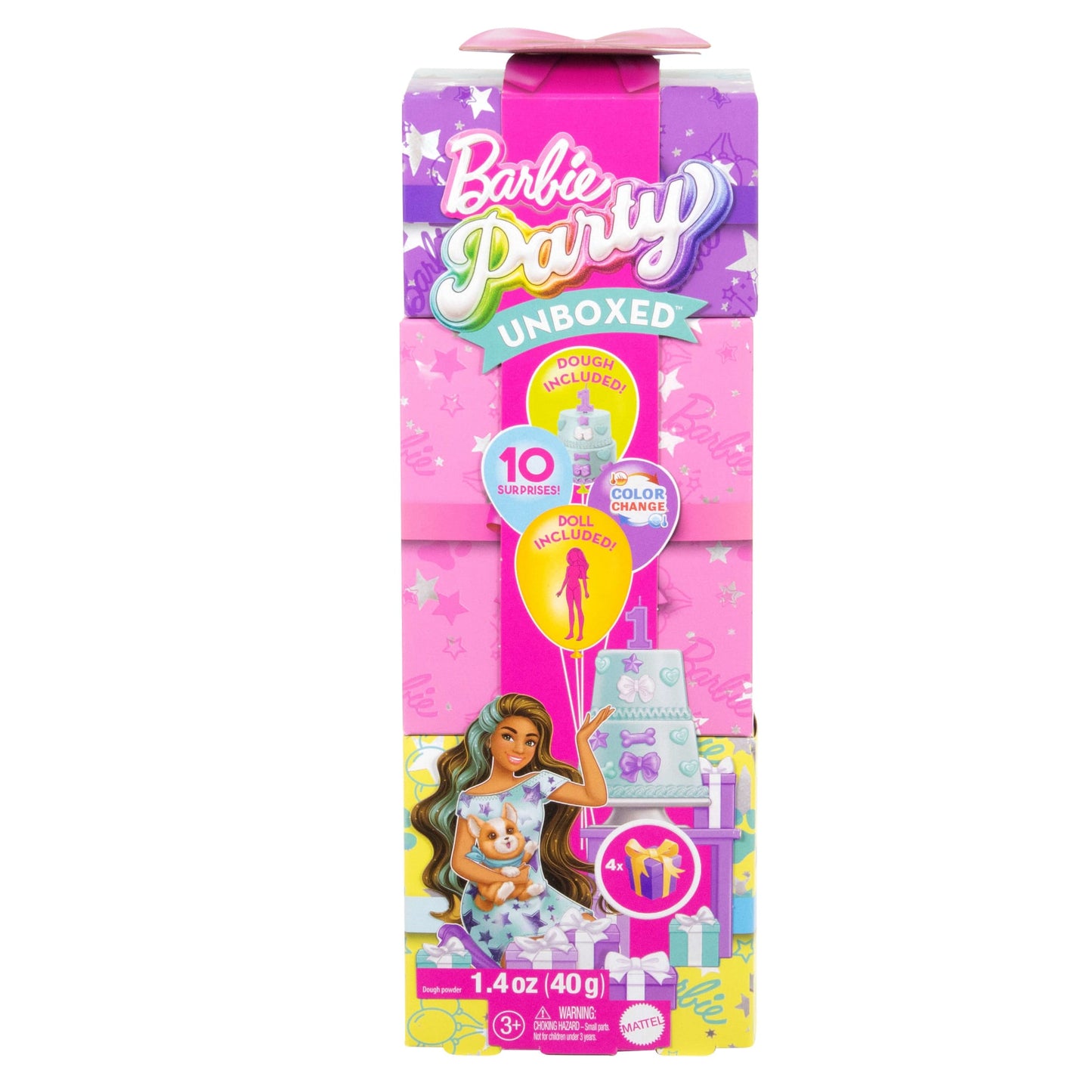 Barbie Party Unboxed Boneca Festa de Animais Vestido Rosa