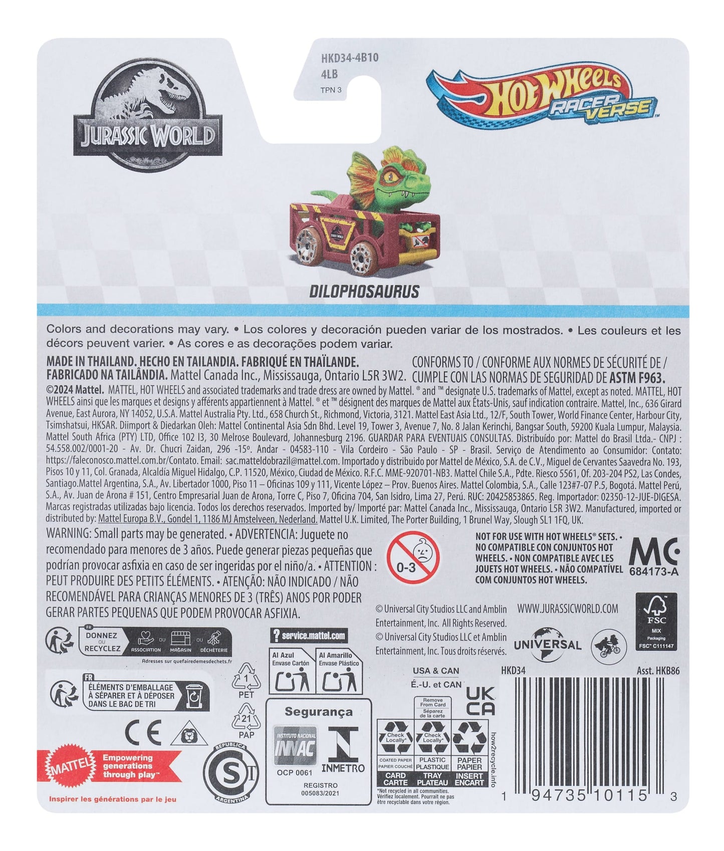 Hot Wheels RacerVerse Veículo de Brinquedo Dilofossauro
