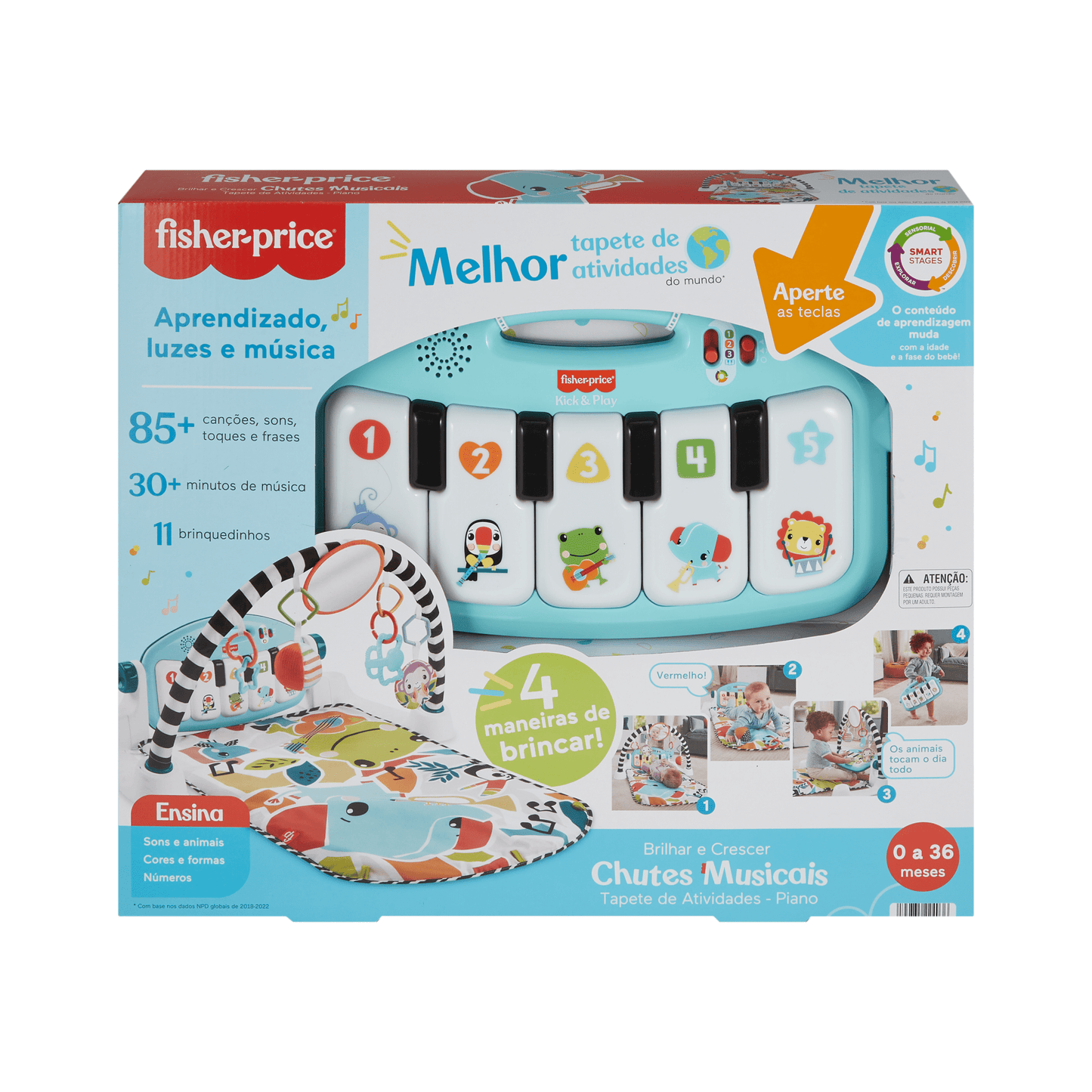 Fisher-Price Baby Ginásio para Bebês Pianinho Brilha e Cresce