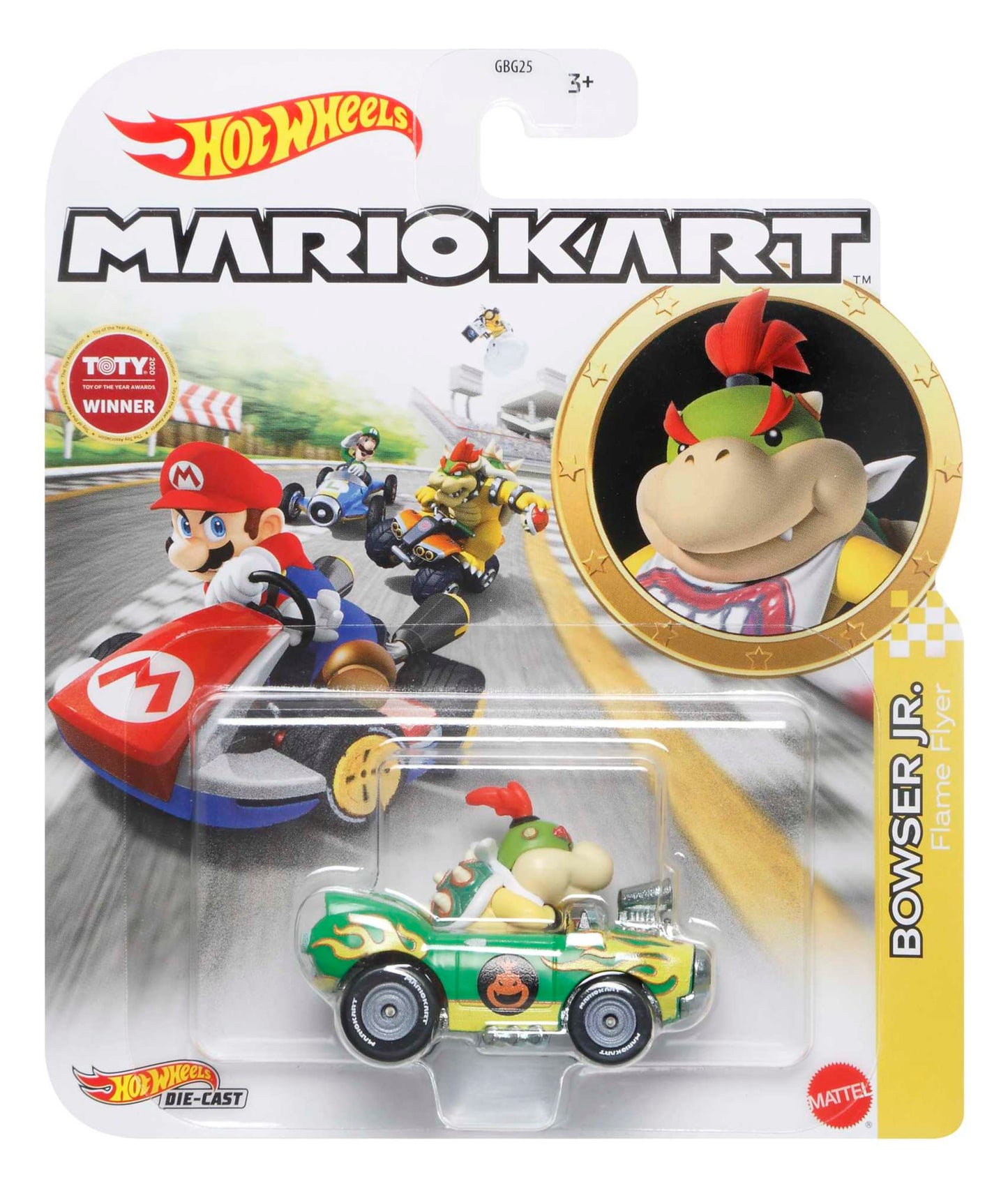 Hot Wheels Mario Kart Vehículo de Juguete Bowser Jr Flame Flyer