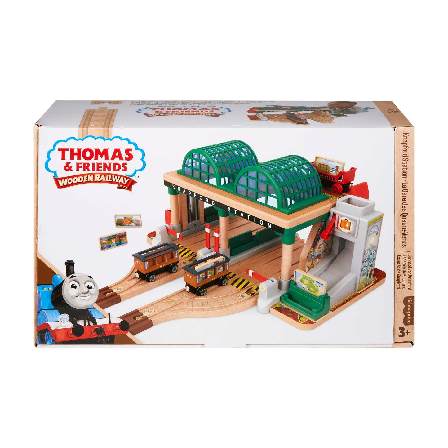 Fisher-Price Thomas et ses Amis Piste en Bois Coffret de Jeu Ramassage de Passagers à La Gare des Quatre Vents
