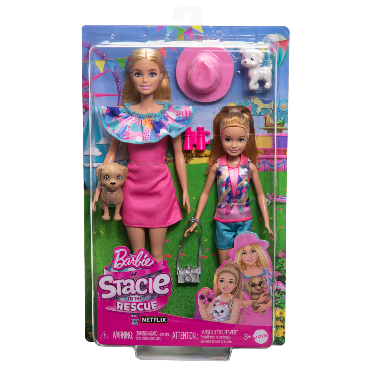 Barbie-Coffret Poupées Stacie et Barbie Avec 2Chiots et Accessoires