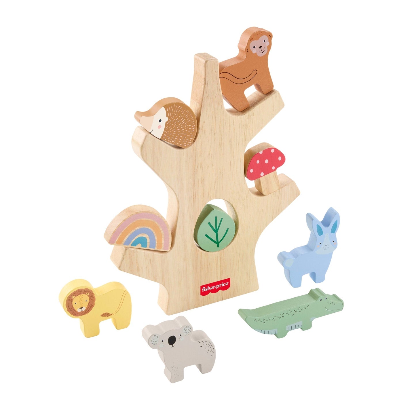 Fisher-Price Wooden Balance Tree Preschool Stacking Activity Toy, 10 Wood Pieces