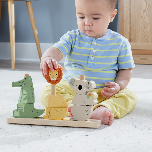 Fisher-Price Brinquedo para Bebês Animais Empilháveis de Madeira