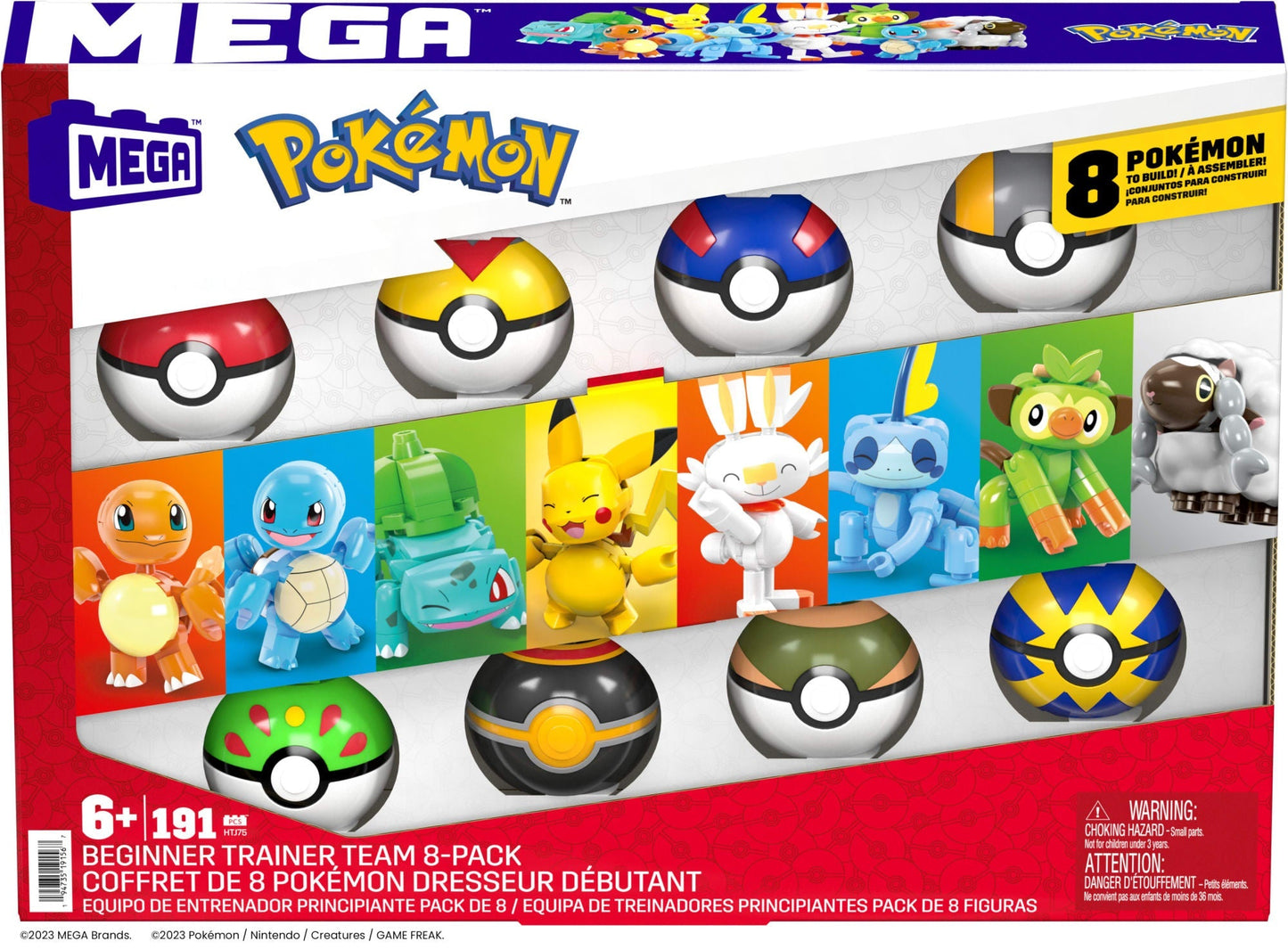 MEGA Pokémon Building Toy Kit With 8 Action Figures And Poké Balls (191 Pieces) For Kids