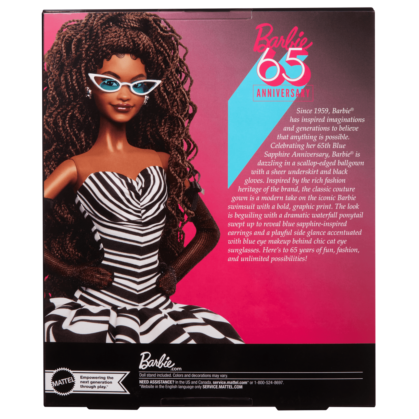 Barbie Signature 65th Anniversary Collectible Doll with Brown Hair, Black and White Gown
