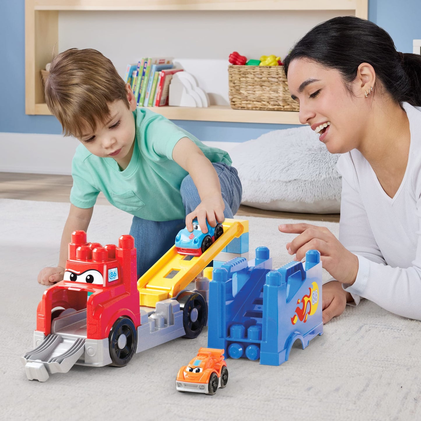 Mega Bloks-Camion Course et Construction-Coffret Avec 19Pièces