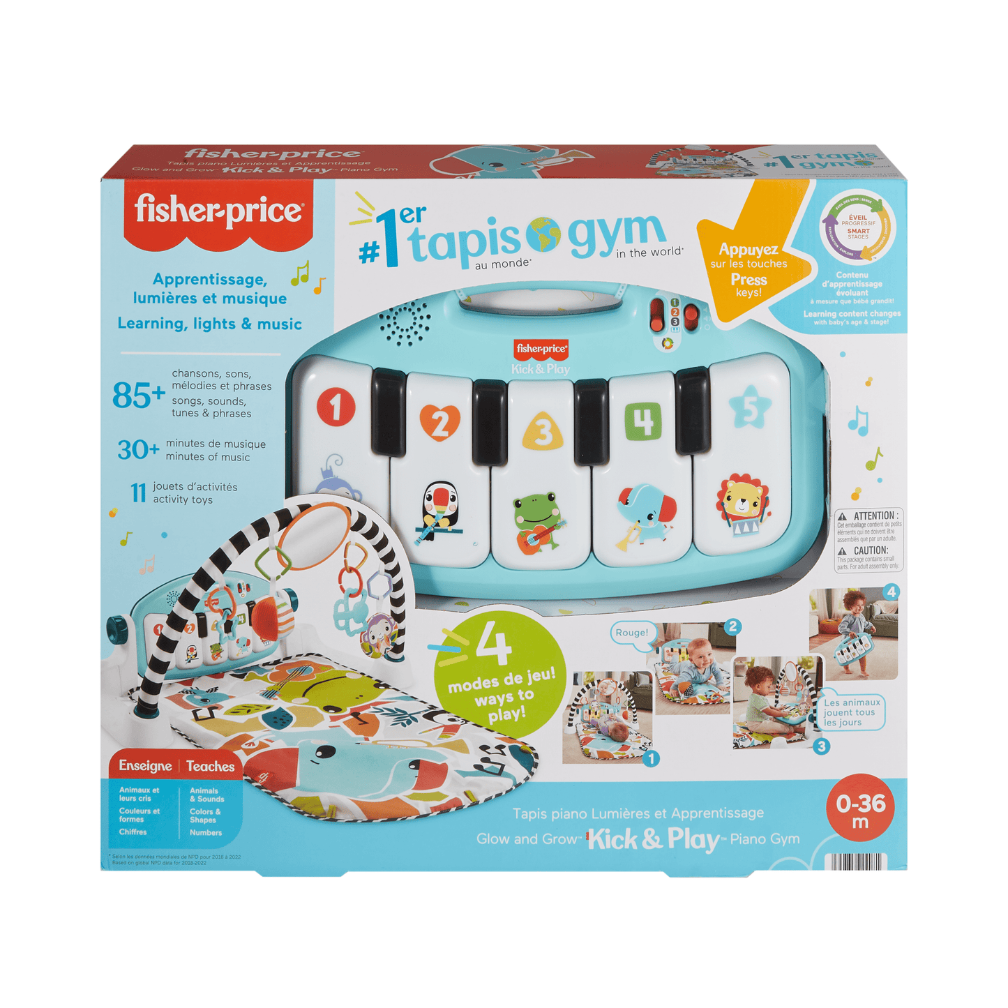 Fisher-Price Tapis Piano Lumières et Apprentissage, Bleu, Français