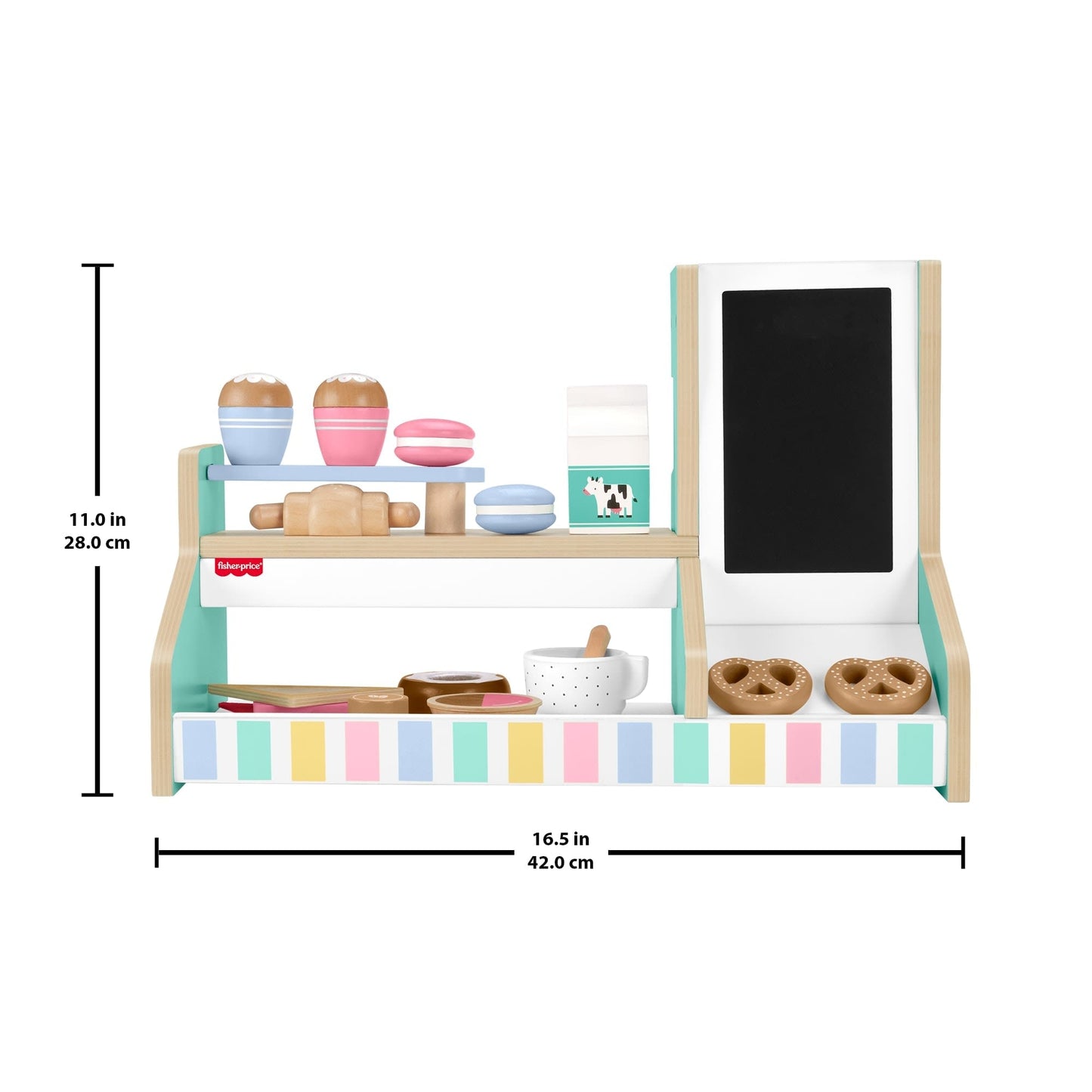 Fisher-Price Wooden Coffee Shop Set For Preschool Pretend Play, 20 Wood Pieces