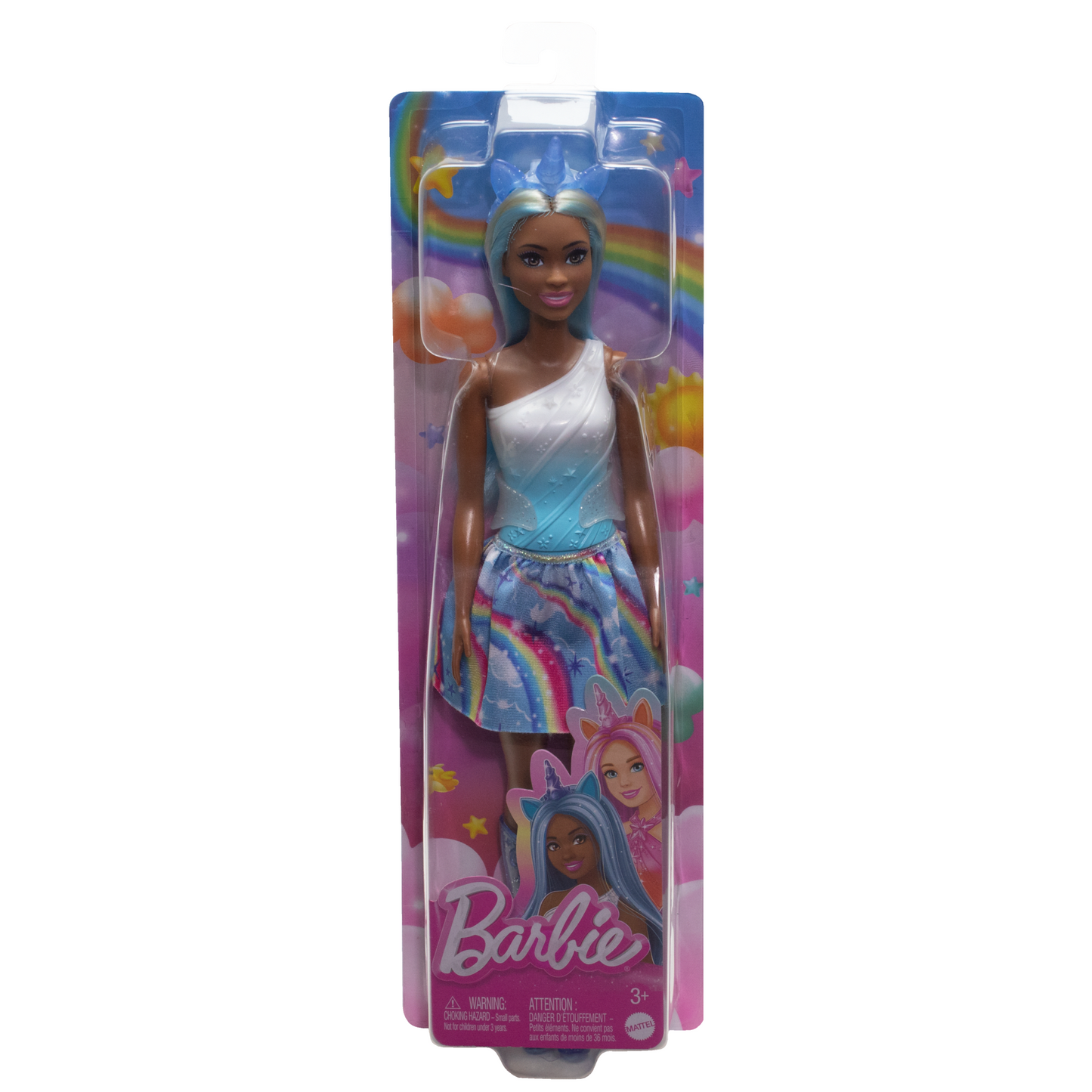 Barbie Poupée Licorne, Cheveux Bleus, Tenue Ombrée et Accessoires