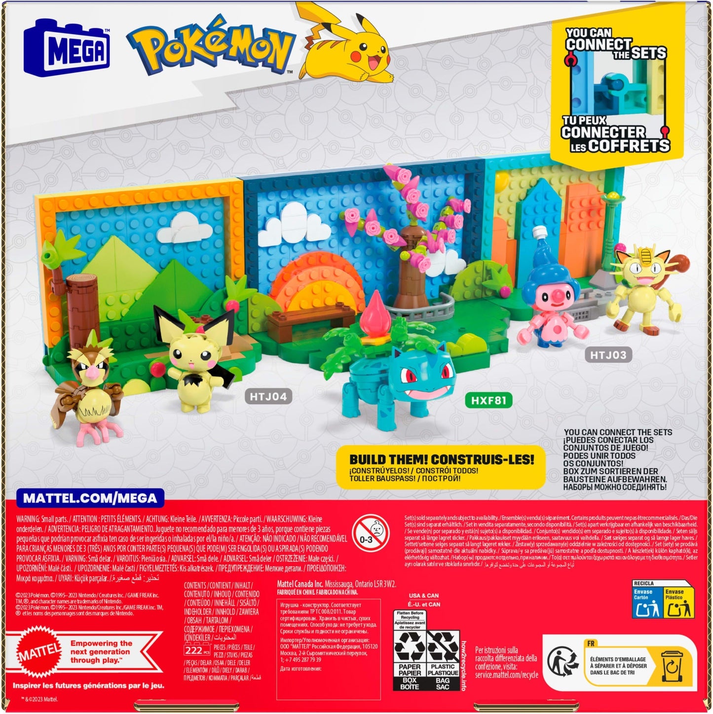 Mega Pokémon Coffret de Construction Pour enfants Avec 1Figurine Scène du Parc (220Pièces)