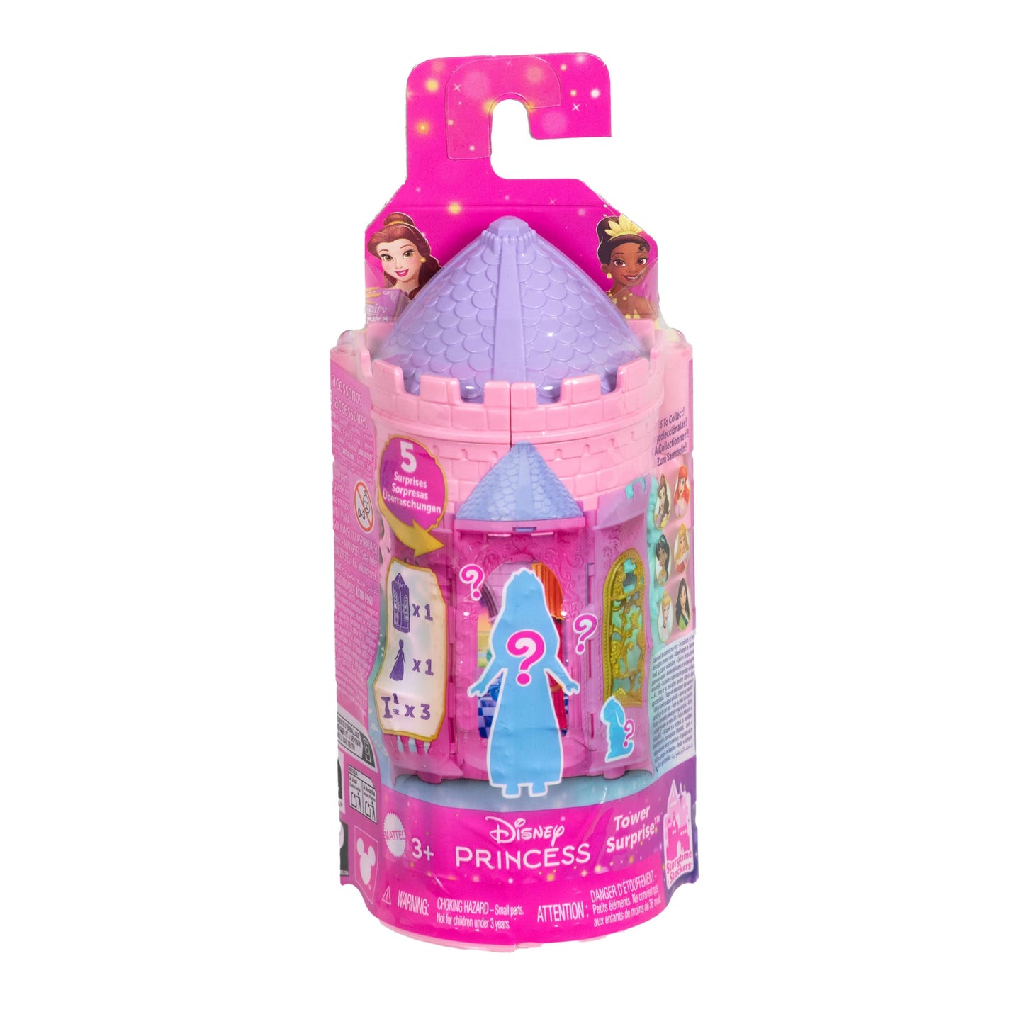 Princesses Disney Tourelle Surprise Petite Poupée, 5 Surprises