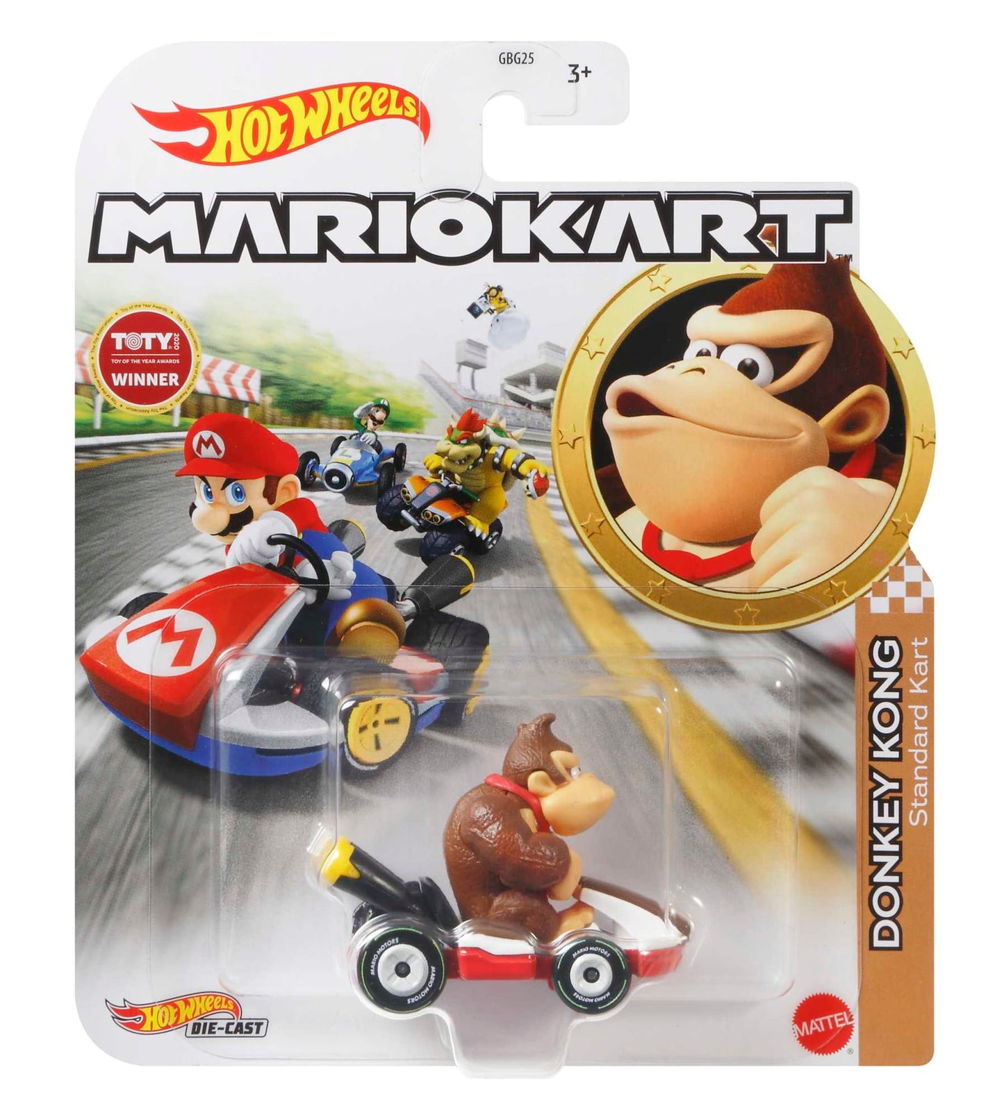 Hot Wheels Mario Kart Veículo de Brinquedo Kart Padrão Donkey Kong