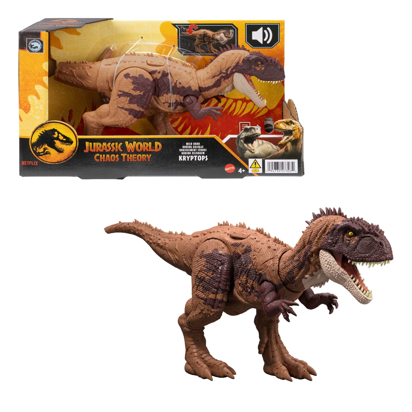 Jurassic World Chaos Theory Wild Roar Dinosaur Action Figure Toys, Strike Attack & Sound