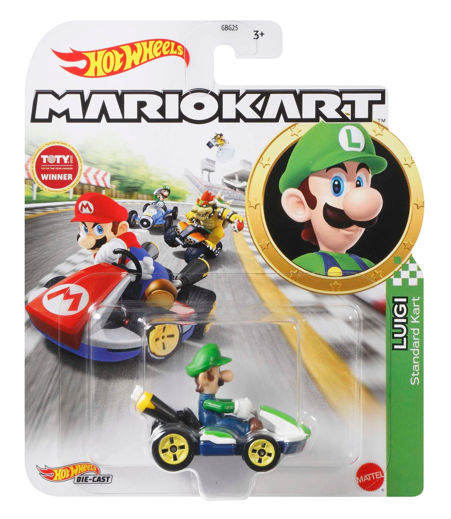 Hot Wheels Mario Kart Vehículo de Juguete Luigi Estándar Kart