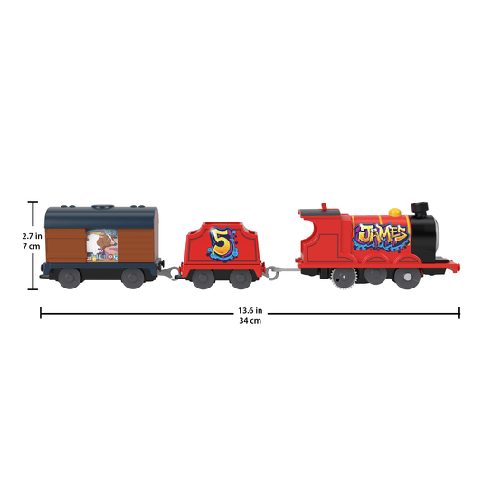 Thomas & Friends Graffiti James Motorized Toy Train Engine With Tender & Cargo Car For Kids