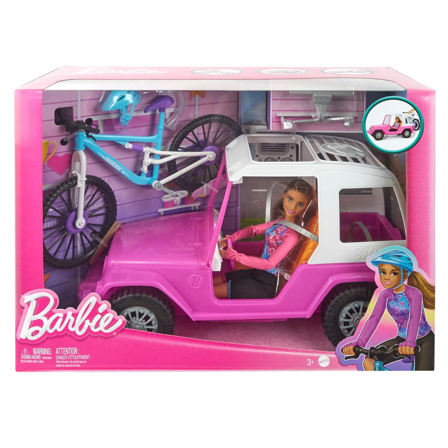 Barbie Doll And Mountain Bike Bundle With Barbie Car