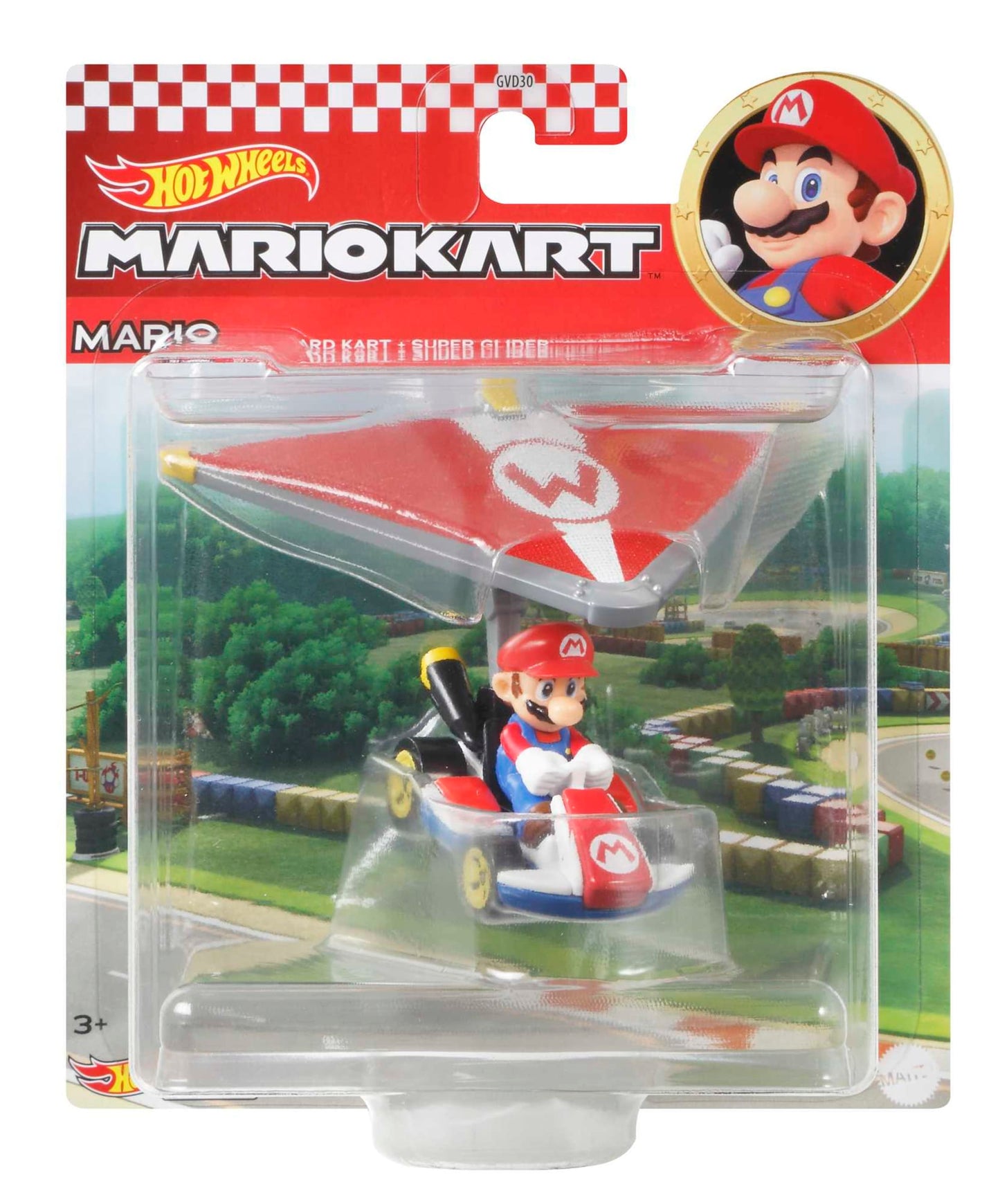 Hot Wheels Mario Kart Vehículo de Juguete Mario Estándar Kart con Super Glider