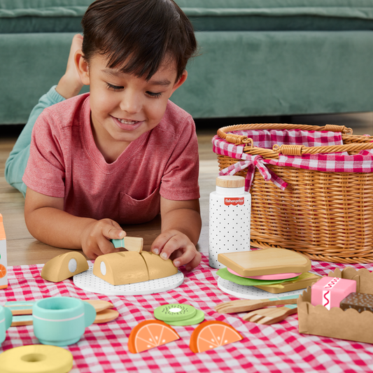 Fisher-Price Coffret Panier de Pique-Nique en Bois, 31Éléments