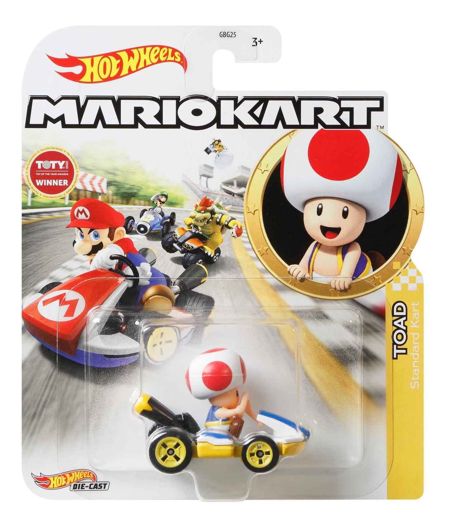 Hot Wheels Mario Kart Veículo de Brinquedo Kart Padrão Toad