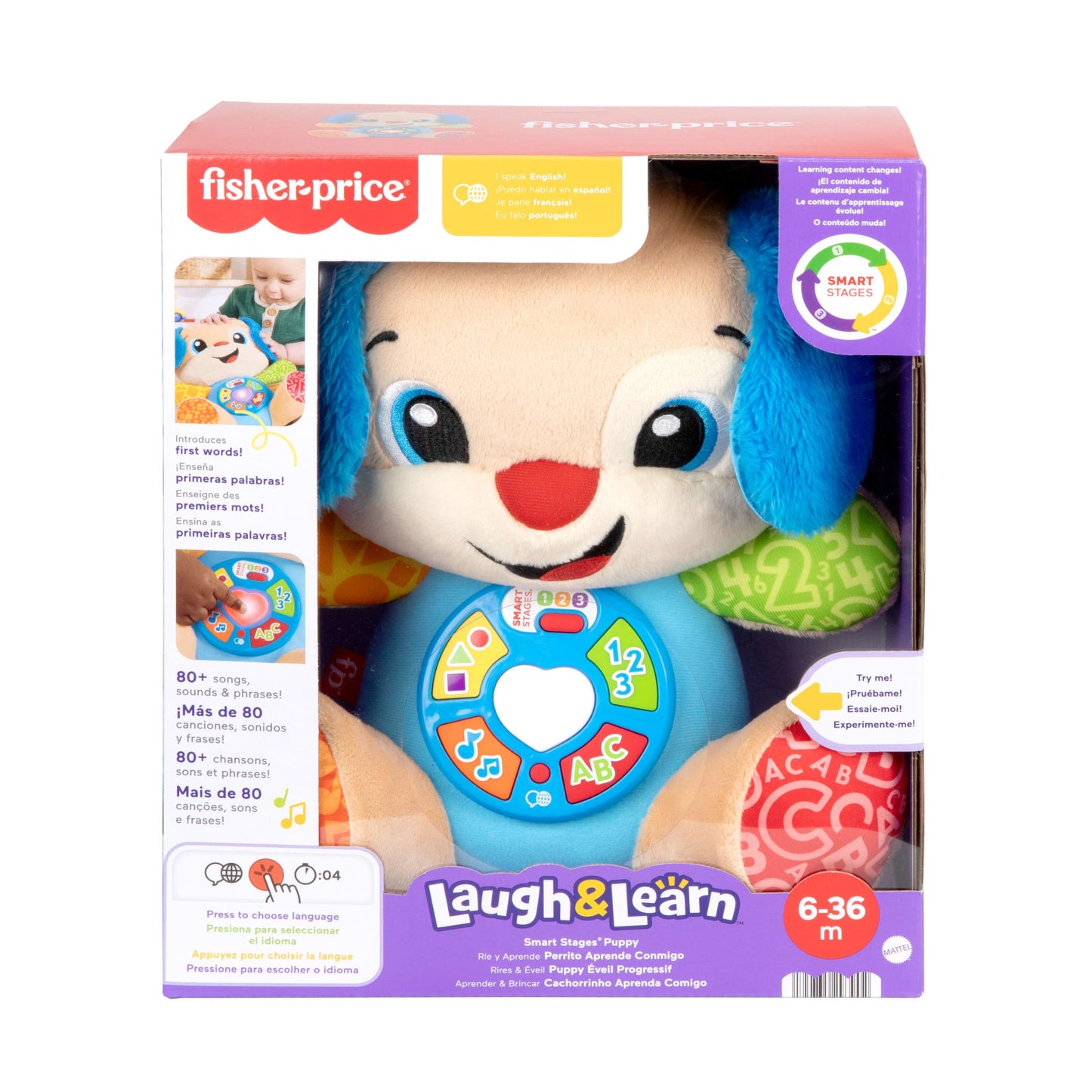 Fisher-Price Aprender e Brincar Brinquedo para Bebês Cachorrinho Aprende Comigo