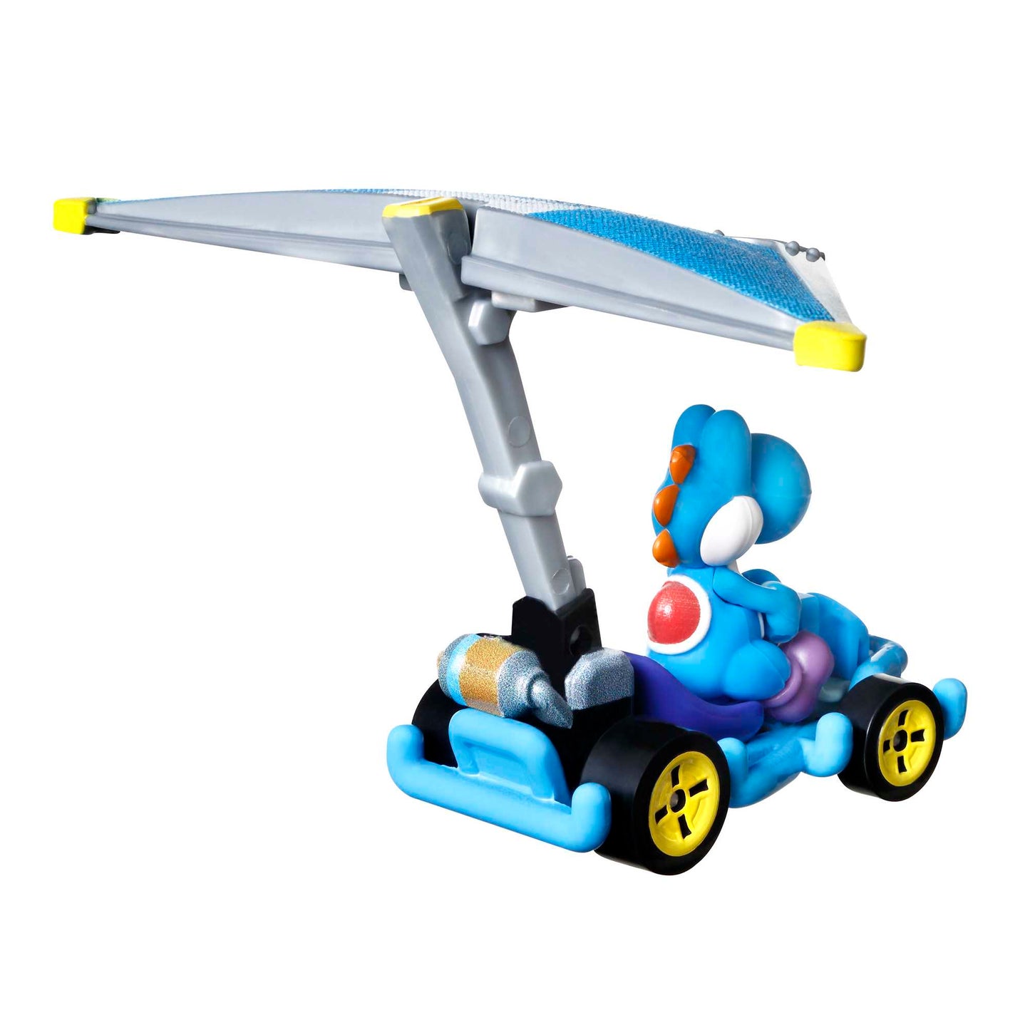 Hot Wheels Mario Kart Veículo de Brinquedo Yoshi Azul Claro Pipe Frame com Super Glider