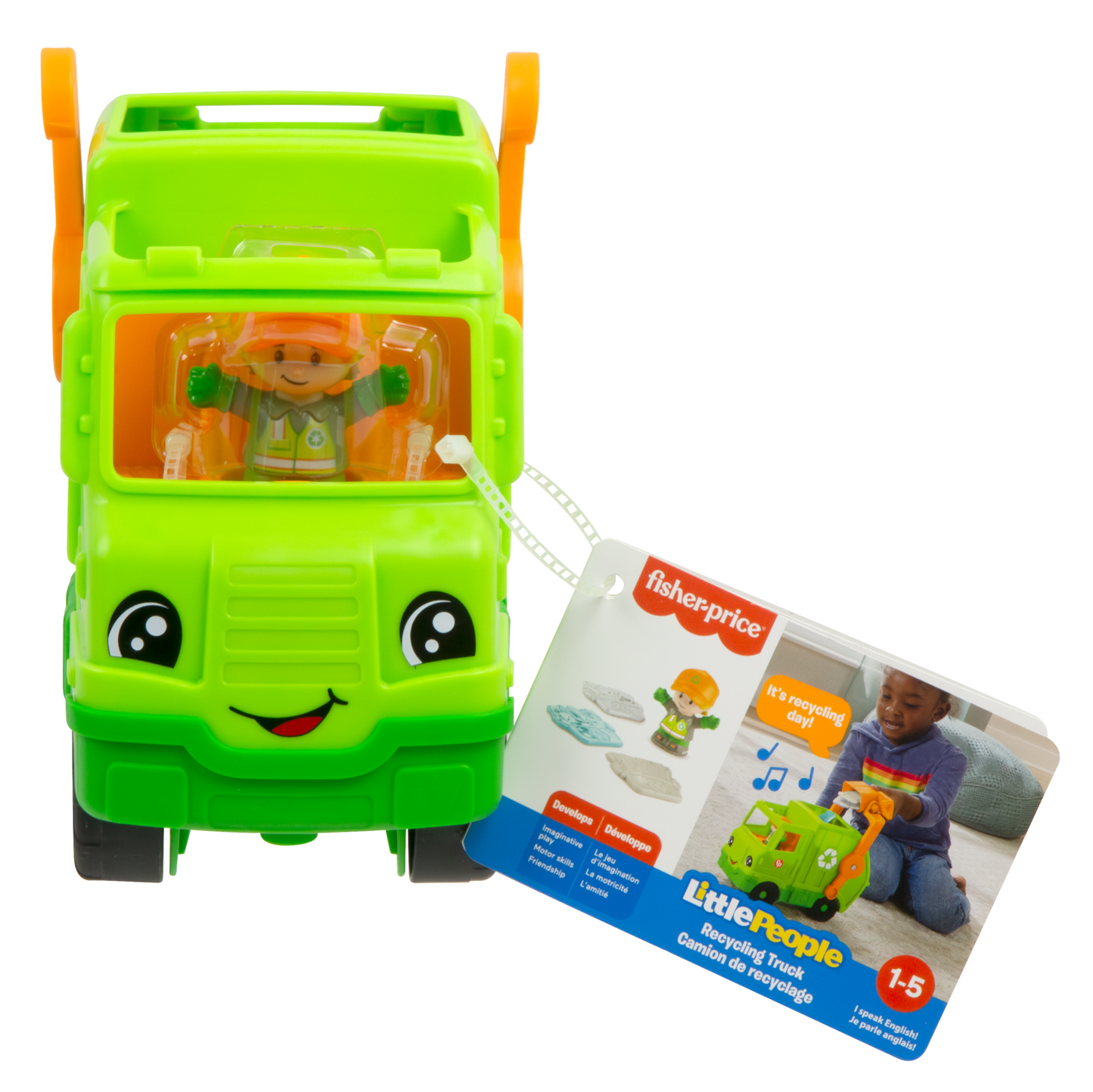 Fisher-Price Little People Camion de Recyclage Musical, 5Éléments