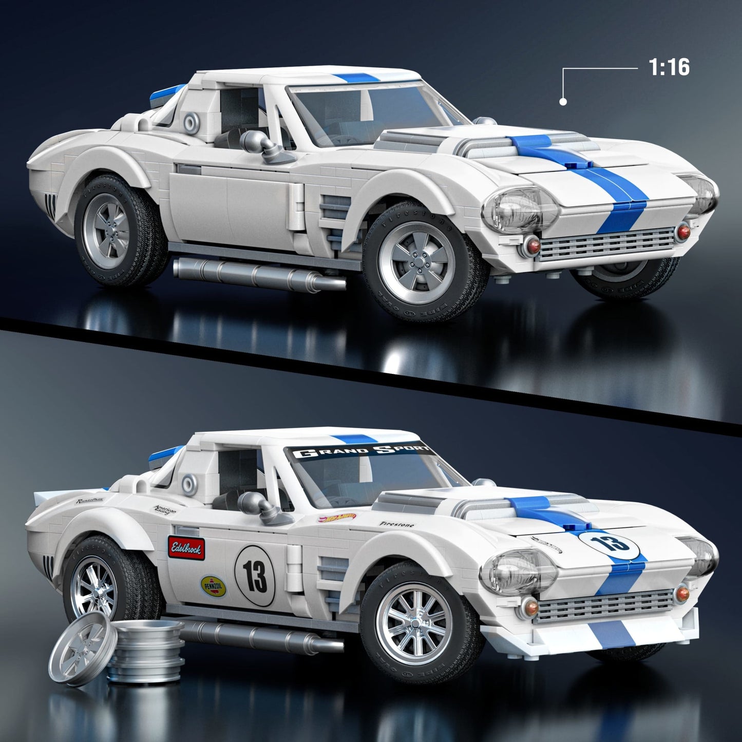 Mattel Brick Shop Hot WheelsJuguete de Construcción Elite 63 Corvette Grand Sport