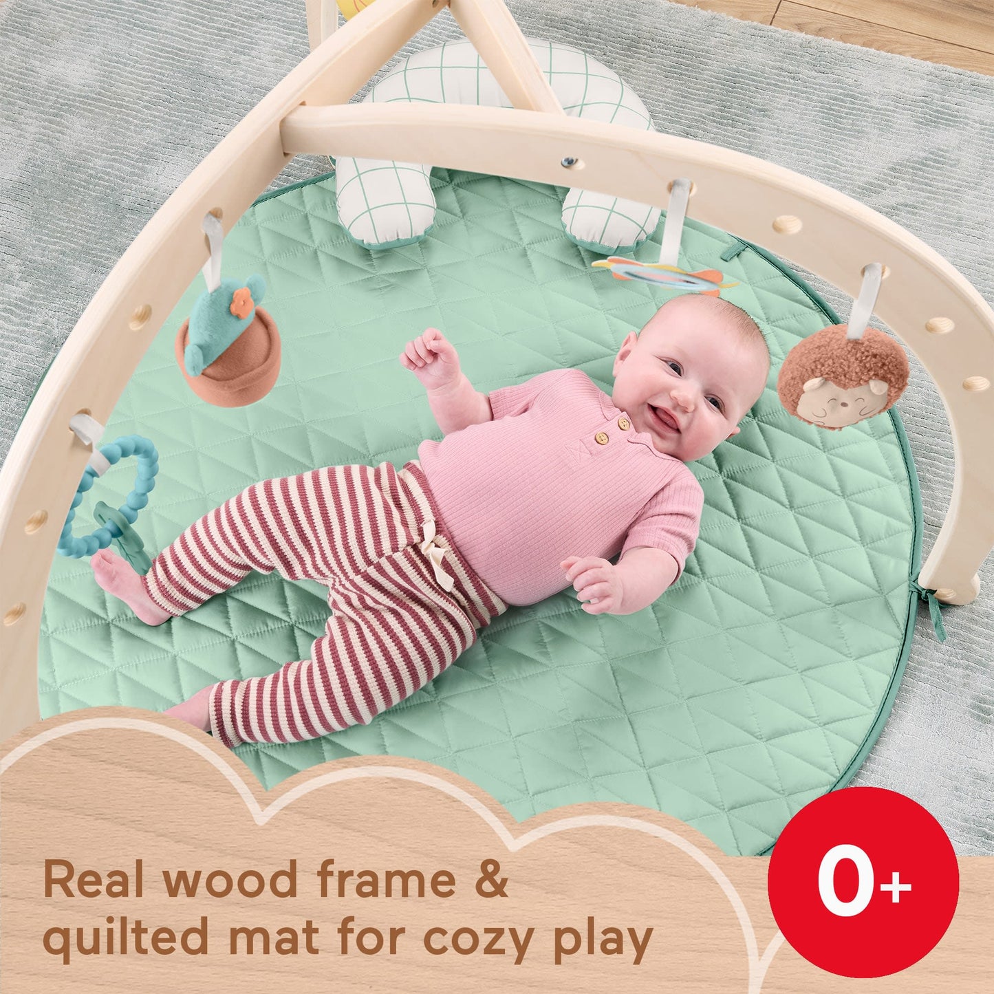 Fisher-Price Wooden Lay And Play Deluxe Activity Gym Baby Playmat With Developmental Toys