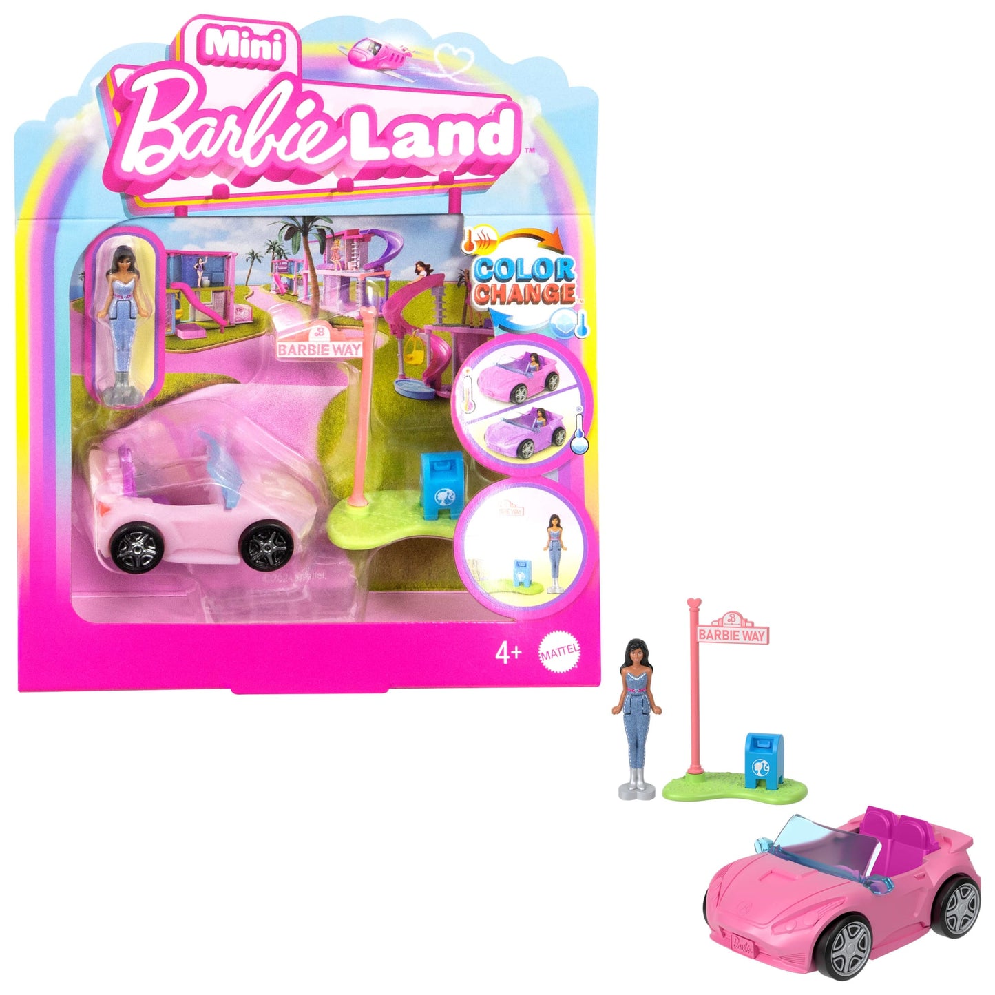 Barbie Mini Barbieland Doll & Vehicle Set With 1.5-inch Doll & Convertible Car With Color-Change