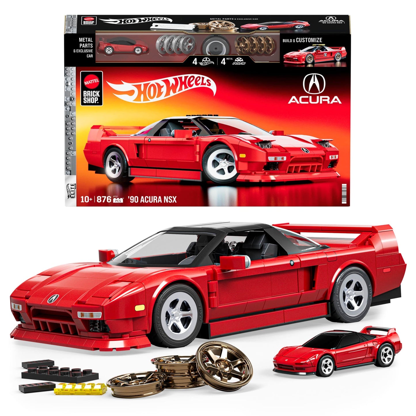 Mattel Brick Shop Hot Wheels Acura Nsx 1990, Kit de Construction de Jouets 876 Pièces, de Collection