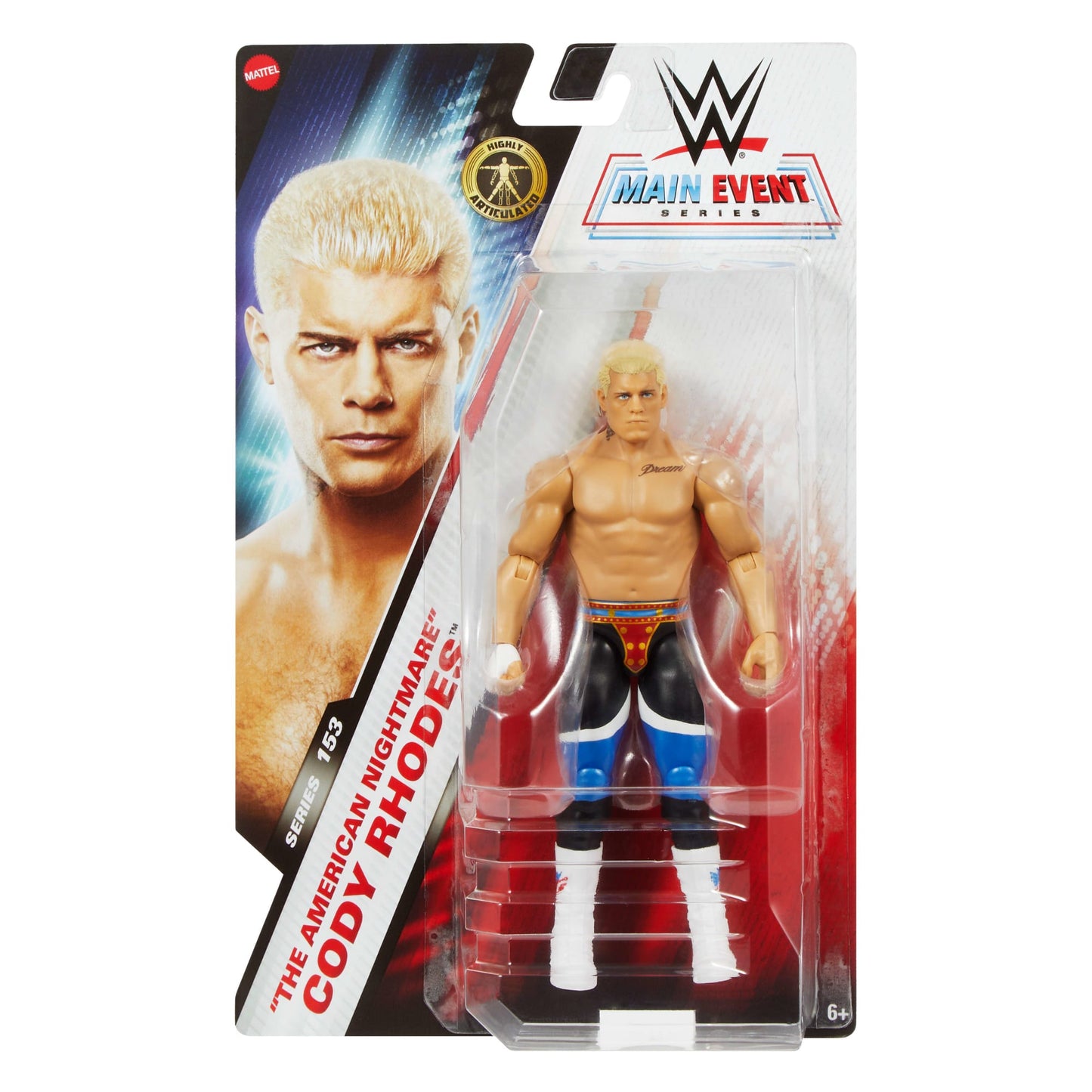 WWE Cody Rhodes Action Figure, Main EVent Series #153 6-inch Collectible Superstar With Articulation