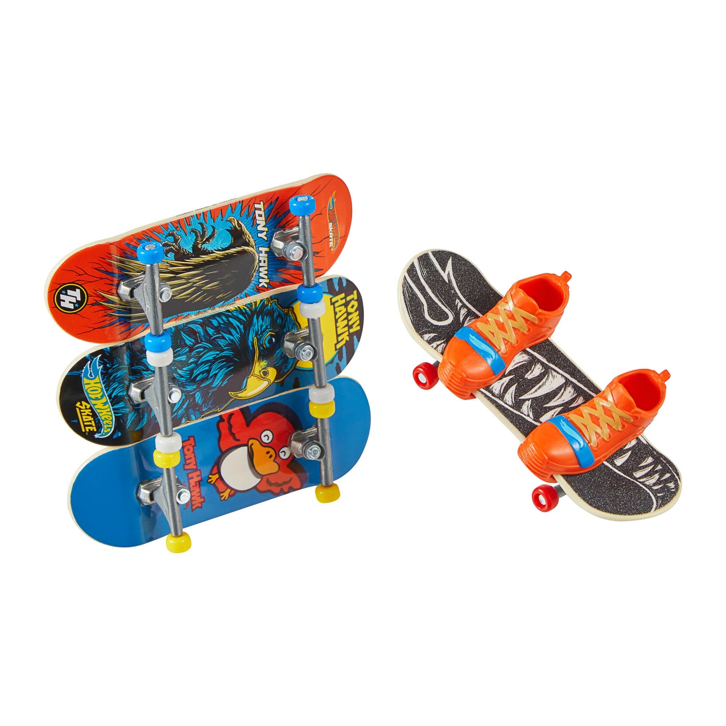 Hot Wheels Skate Vehículo de Juguete Paquete de Patinetas con Tenis Tony Hawk Pájaros