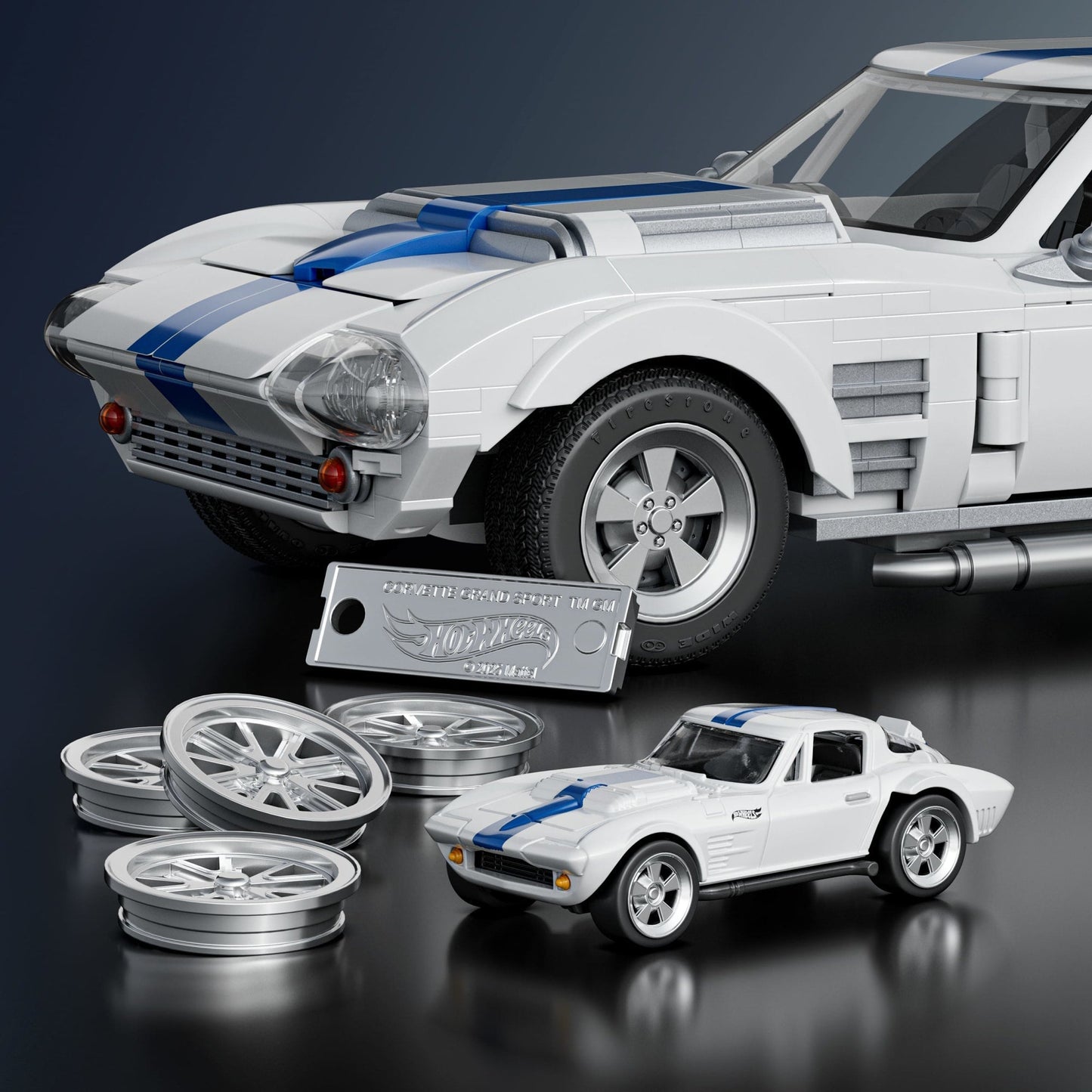Mattel Brick Shop Hot Wheels Corvette Grand Sport, Kit de Construction de Jouets 918 Pièces, de Collection