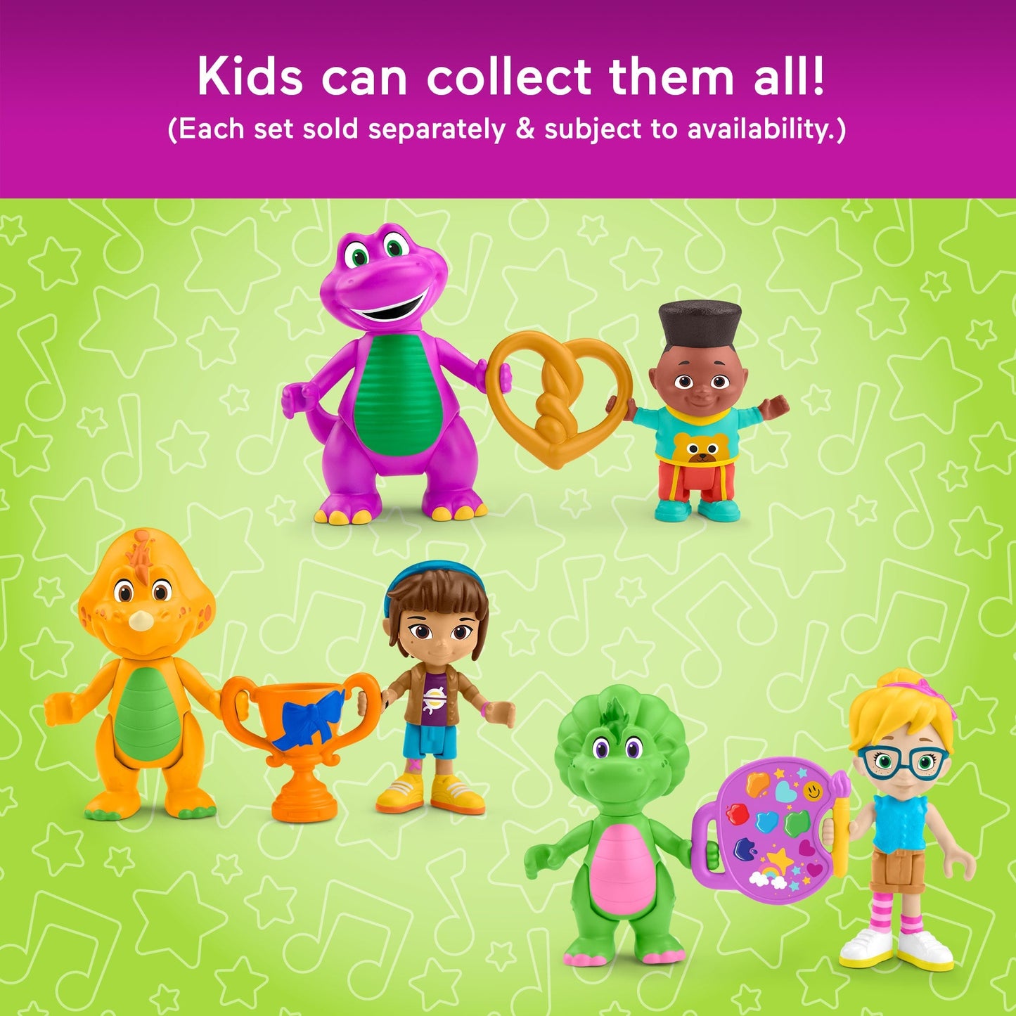 Fisher-Price Barney's World Barney's Friend David & Barney Figure Set For Kids, 3 Toys