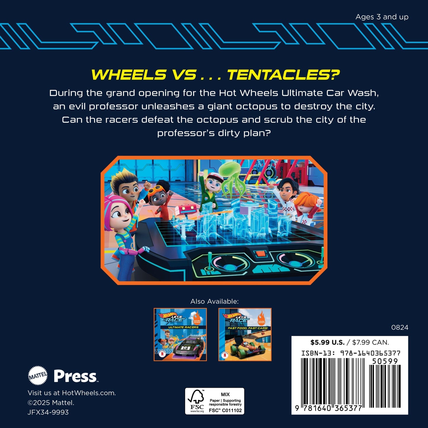 Hot Wheels Let's Race: Attack Of The Giant Octopus Paperback Book With Stickers, Based On The Series