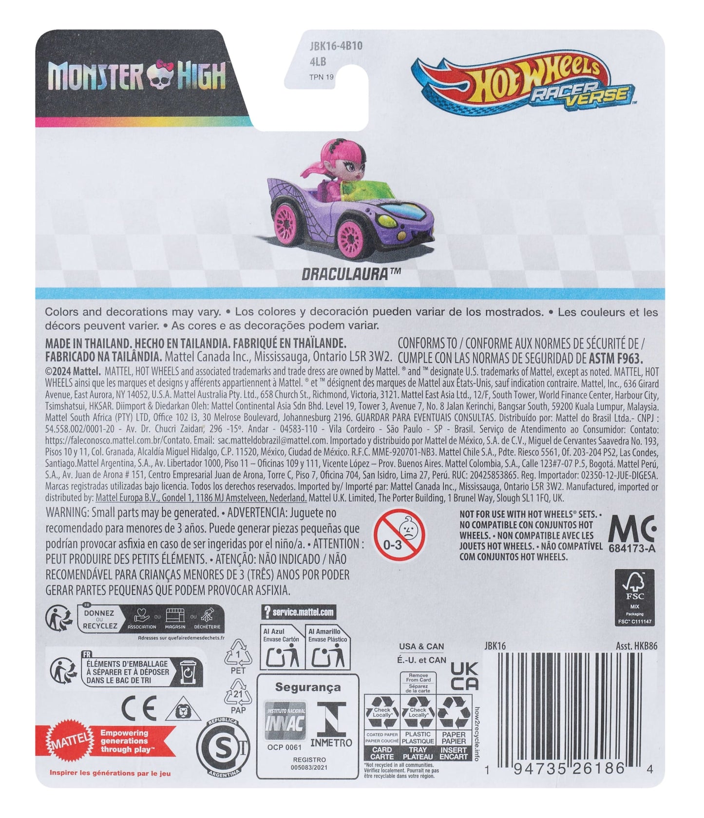 Hot Wheels RacerVerse Veículo de Brinquedo Draculaura